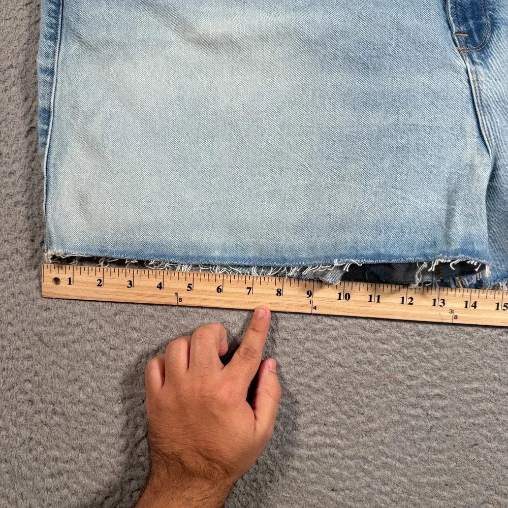 Good American Shorts Women's 24 Blue Cotton Denim Cut-Off 90s Raw Hem‎ Stretch